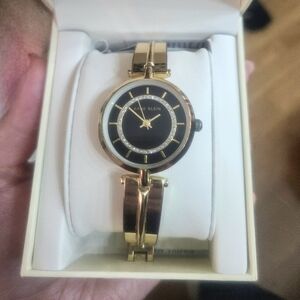 Anne Klein Women's Gold-Tone Watch & Bracelet Gift Set - Boxed - WORKING